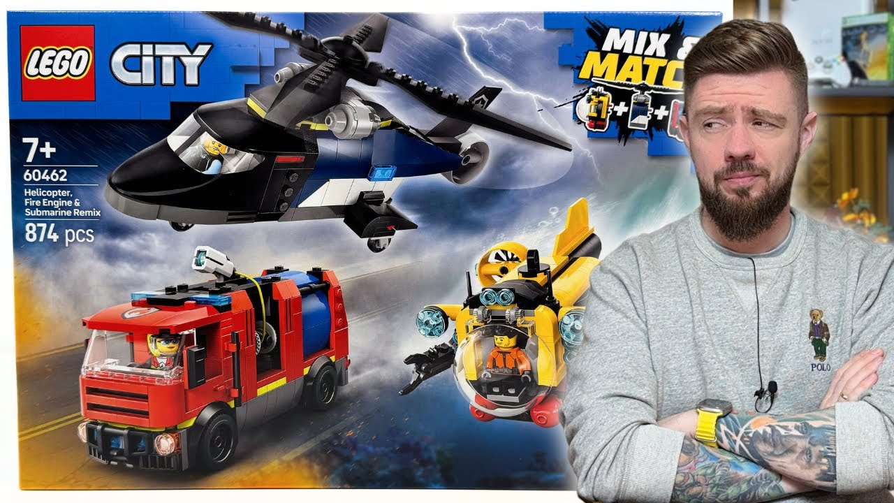ZESTAW Z HELIKOPTEREM, WOZEM STRAŻACKIM I ŁODZIĄ PODWODNĄ 🚨 LEGO CITY 60462 RECENZJA