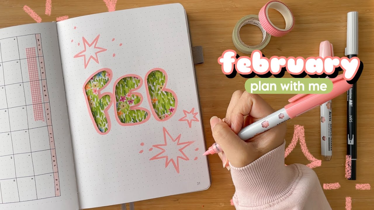 Оформление ежедневника Bullet Journal на февраль 2026 года | Идеи для разворотов Bullet Journal 🌷...