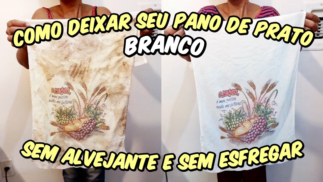 COMO LAVAR PANO DE PRATO SEM ALVEJANTE | SEM ESFREGAR NA MÃO | SEM MÁQUINA. É SÓ DEIXAR DE MOLHO !!!
