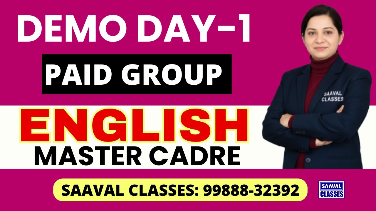 Master Cadre English Demo DAY-1 | SAAVAL CLASSES | M: 99888-32392