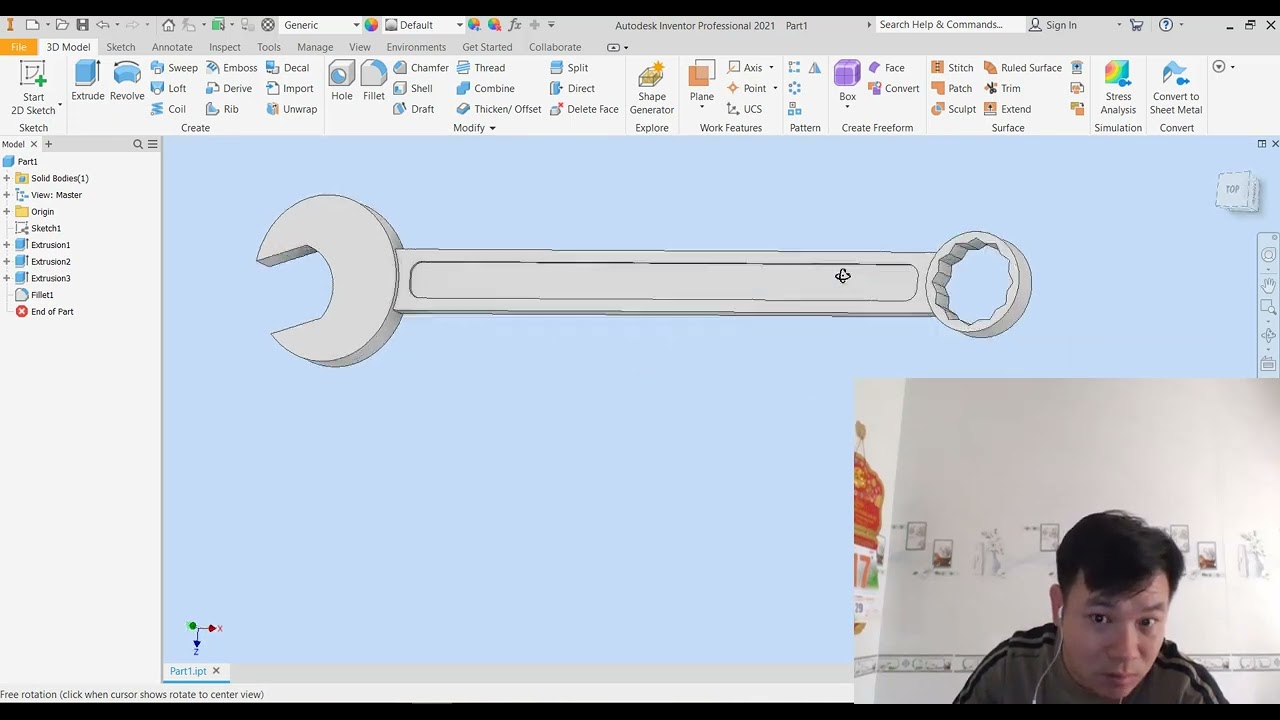 Inventor 3D CAD Practice Spanner Tool Modeling for Beginners PART 02