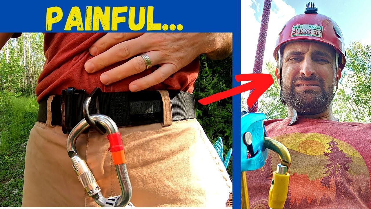 Rappelling from a tower with the world's most painful harness