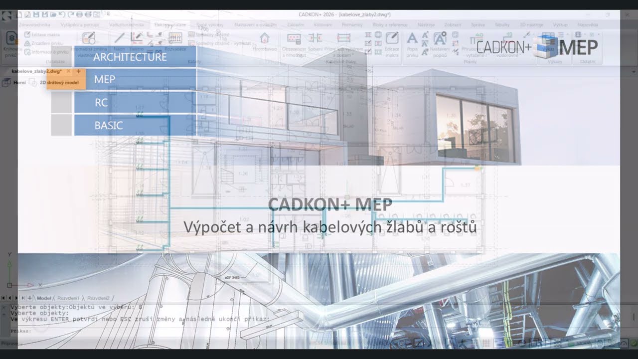 PREZENTACE: Výpočet a návrh kabelových žlabů a roštů (CADKON+ MEP)