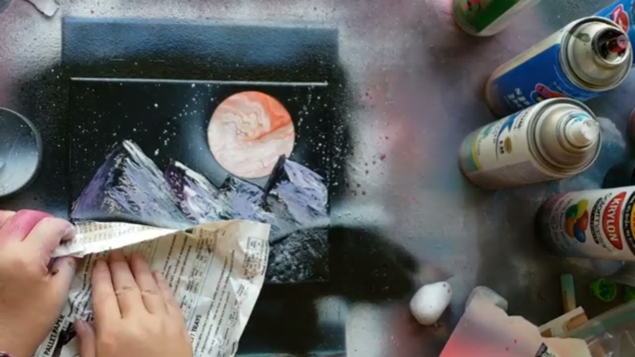 Spray Paint Art Over Acrylic Pour