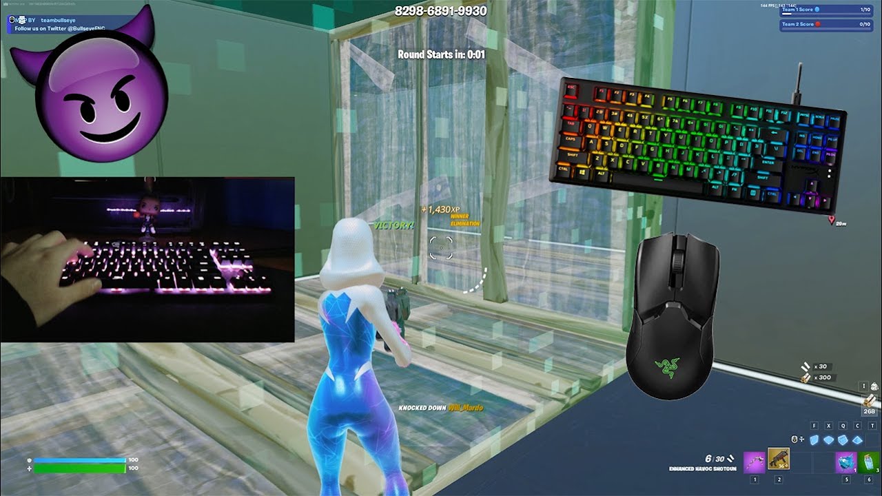 HyperX Alloy Origins 60% ASMR Mechanical Keyboard Sounds 😈 ASMR 😍Fortnite BoxFights Gameplay 144FPS