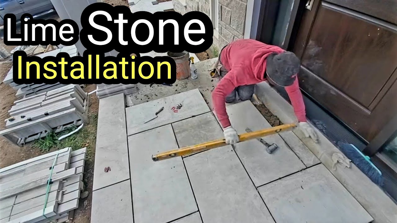 Front Porch Installation With Limestone DIY
