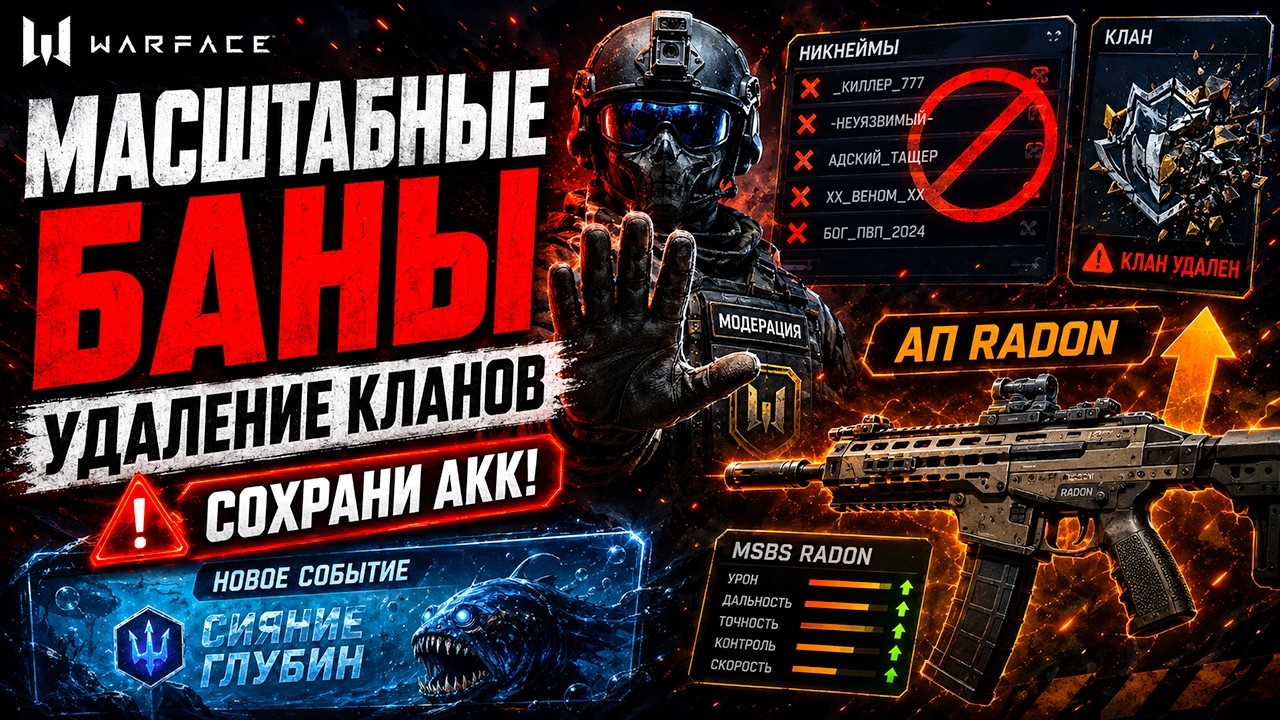 МАССОВЫЙ БАН АККАУНТОВ И УДАЛЕНИЕ КЛАНОВ, СДЕЛАЙ ЭТО ЧТОБЫ СОХРАНИТЬ WARFACE - АП RADON СОБЫТИЕ
