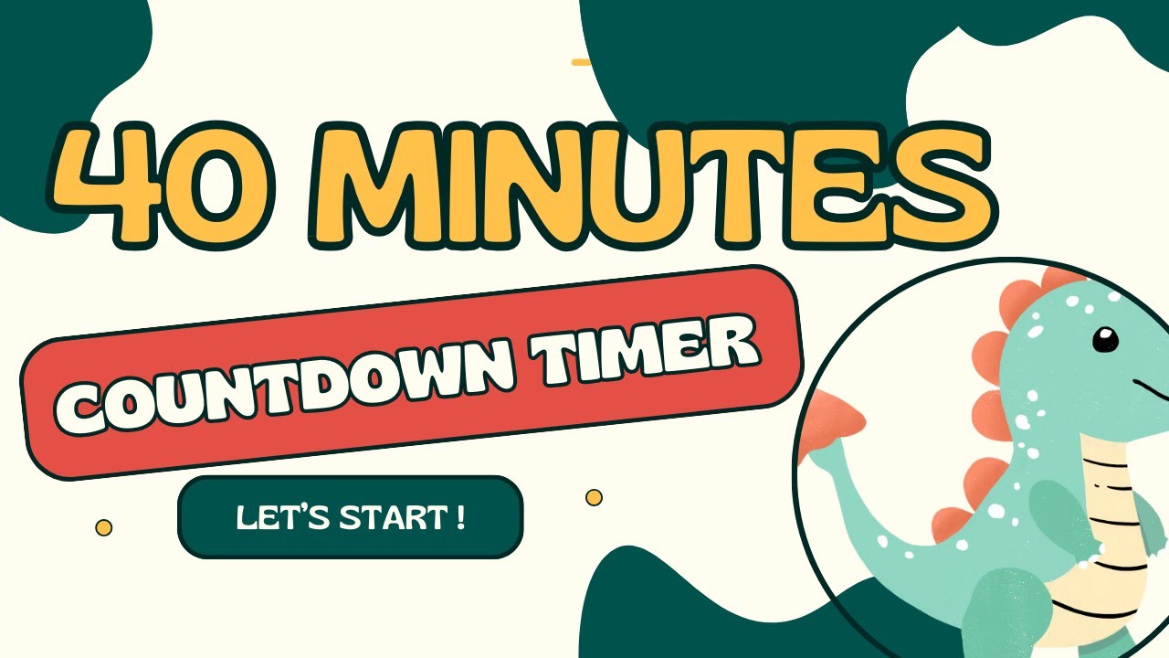 🦖 Dinosaur countdown timer from 40 minutes to zero in minutes and seconds / 2.400