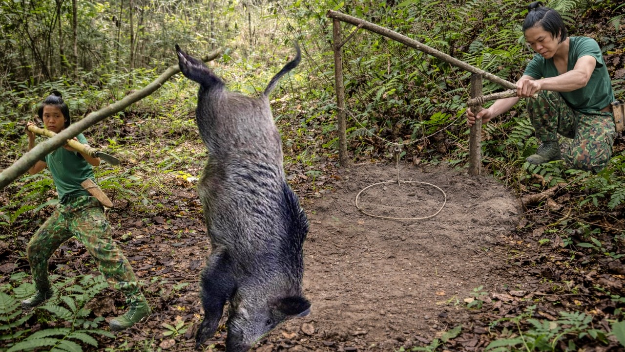 Newly Hatched Chicks & Wild Boar Tracks | Traps and Survival Life in Green Forest