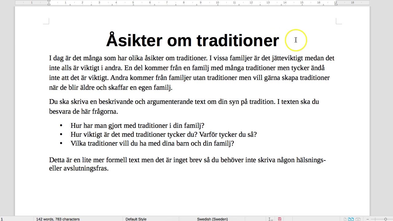 Skriva p&aring; SFI: Din &aring;sikt om traditioner
