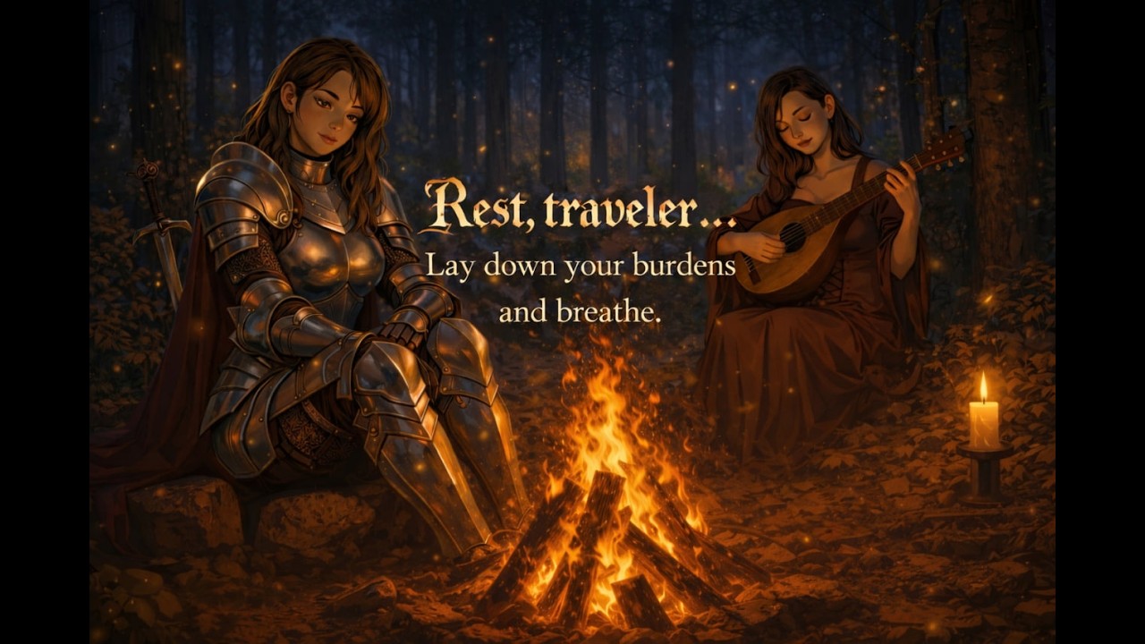 Forest Firelight 🌲 Medieval Relaxation for Sleep & Focus