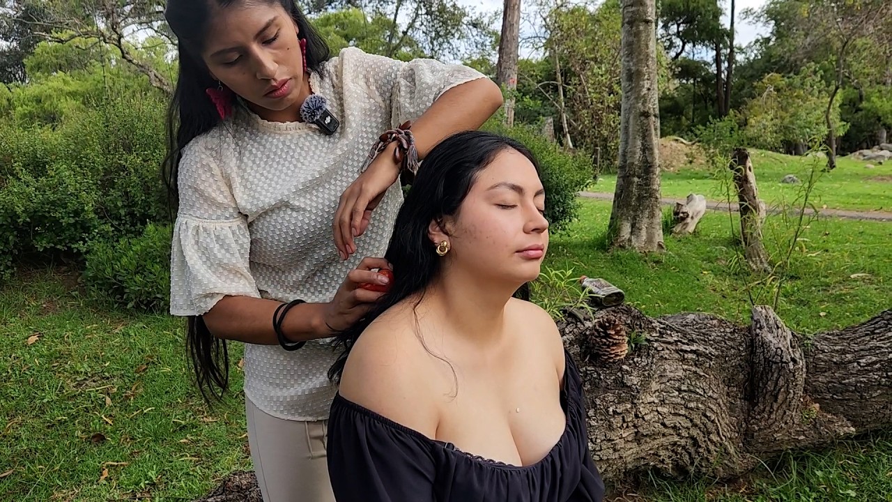 Hair braiding and scalp massage for energy protection