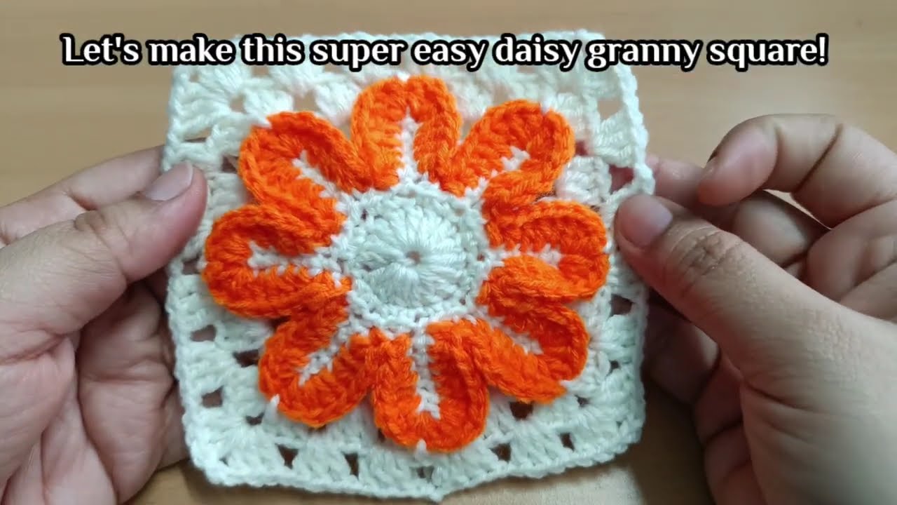 Daisy granny square tutorial.. Easy beginner friendly tutorial. #explore #crochet#fyp #grannysquare