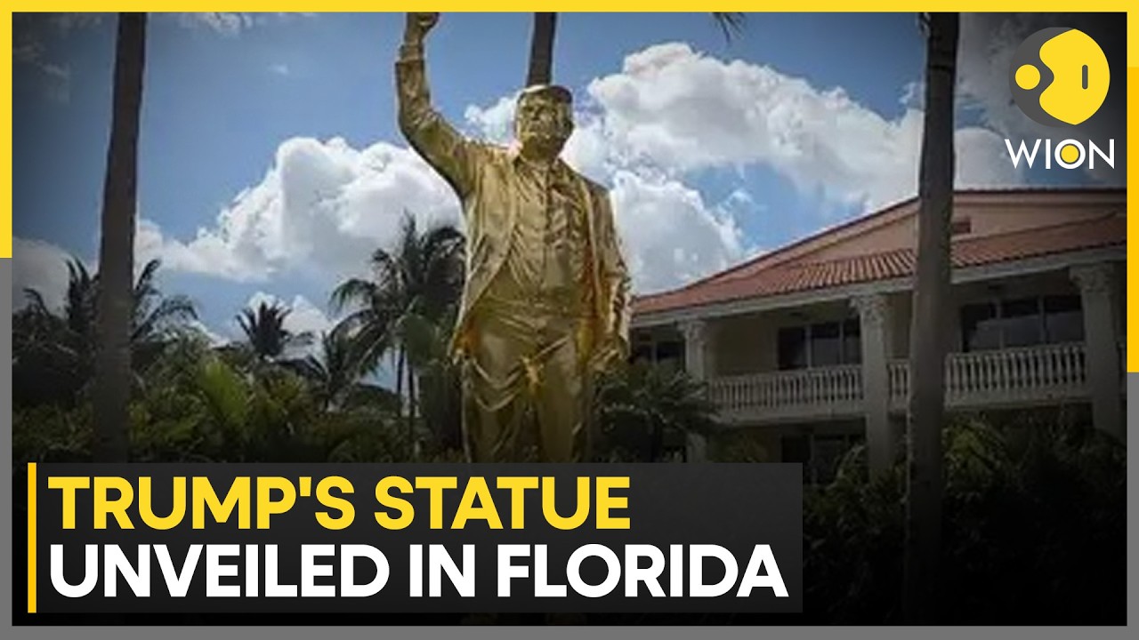 Florida Trump Statue: 22-Foot Gold Trump Statue Unveiled In Florida | WION