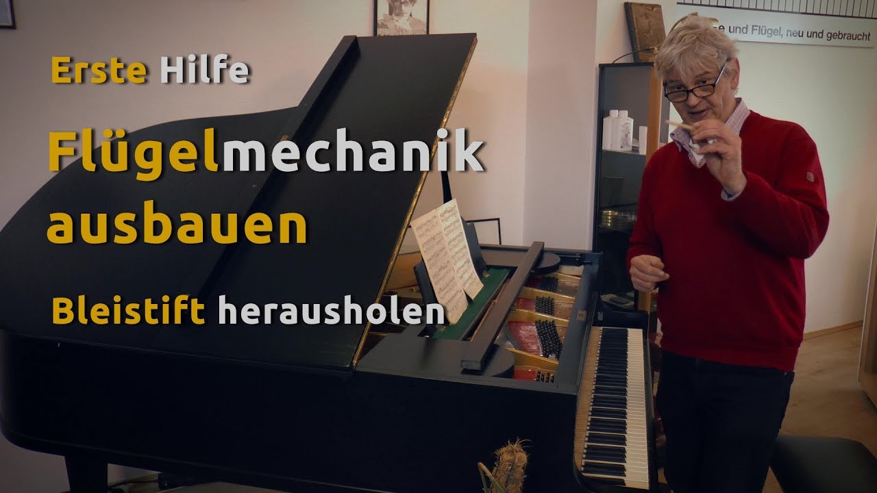 Flügel Mechanik ausbauen - Bleistift herausholen (Erste Hilfe)