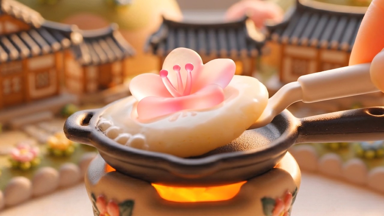 Making Crystal Flower Pancakes in a Miniature House with Rain Sounds 🌸🌧️