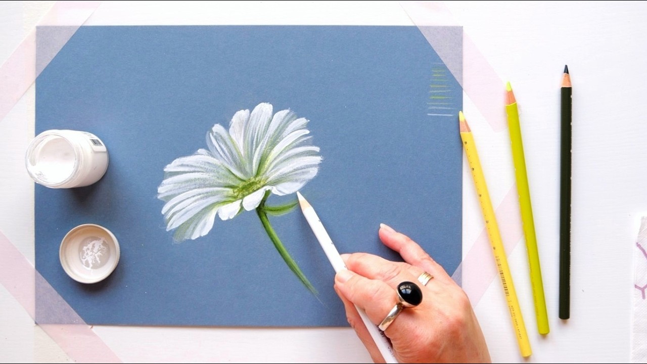 Tricks to PAINTING WHITE FLOWERS - Realistic Daisy Painting Tutorial