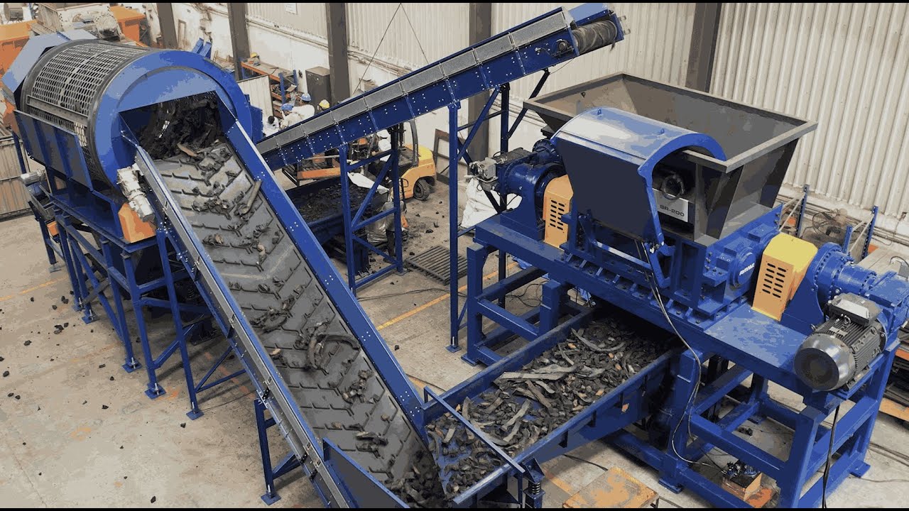 FORNNAX SR-200 Primary Shredder with Trommel Screen | OTR Tyre shreds upto 100 MM