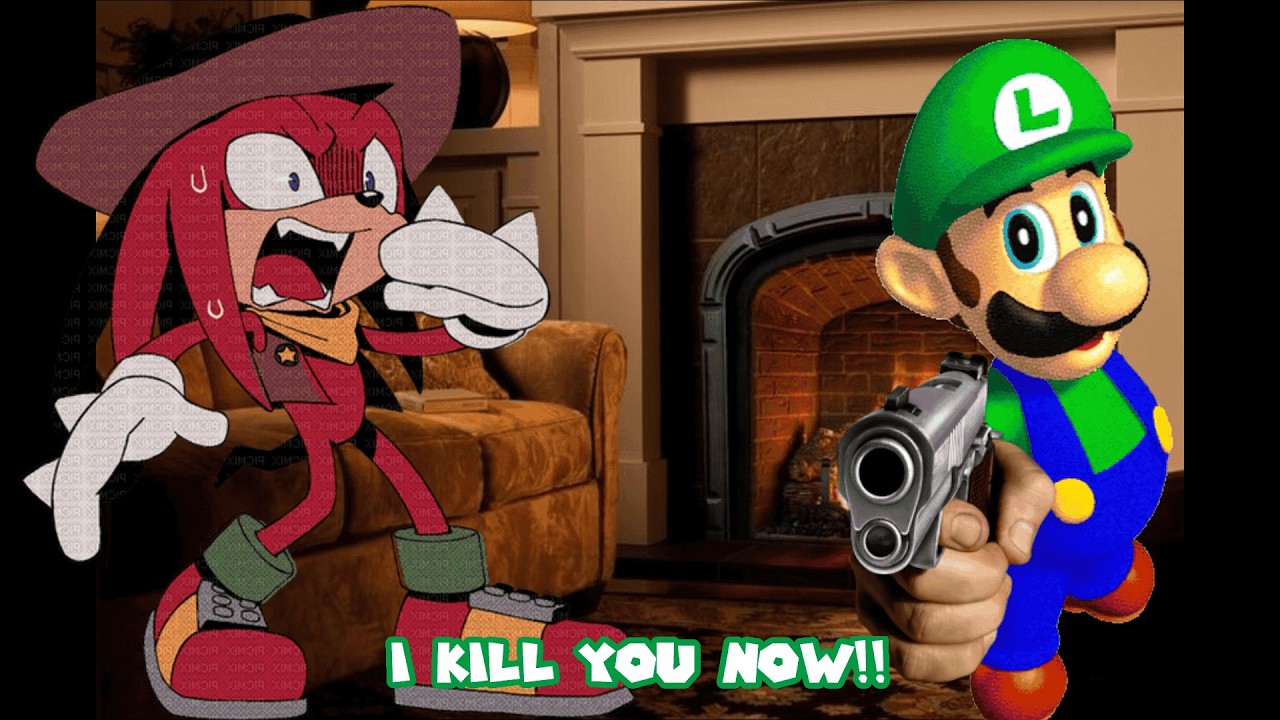 Luigi tries to kill knuckles while he reads his book