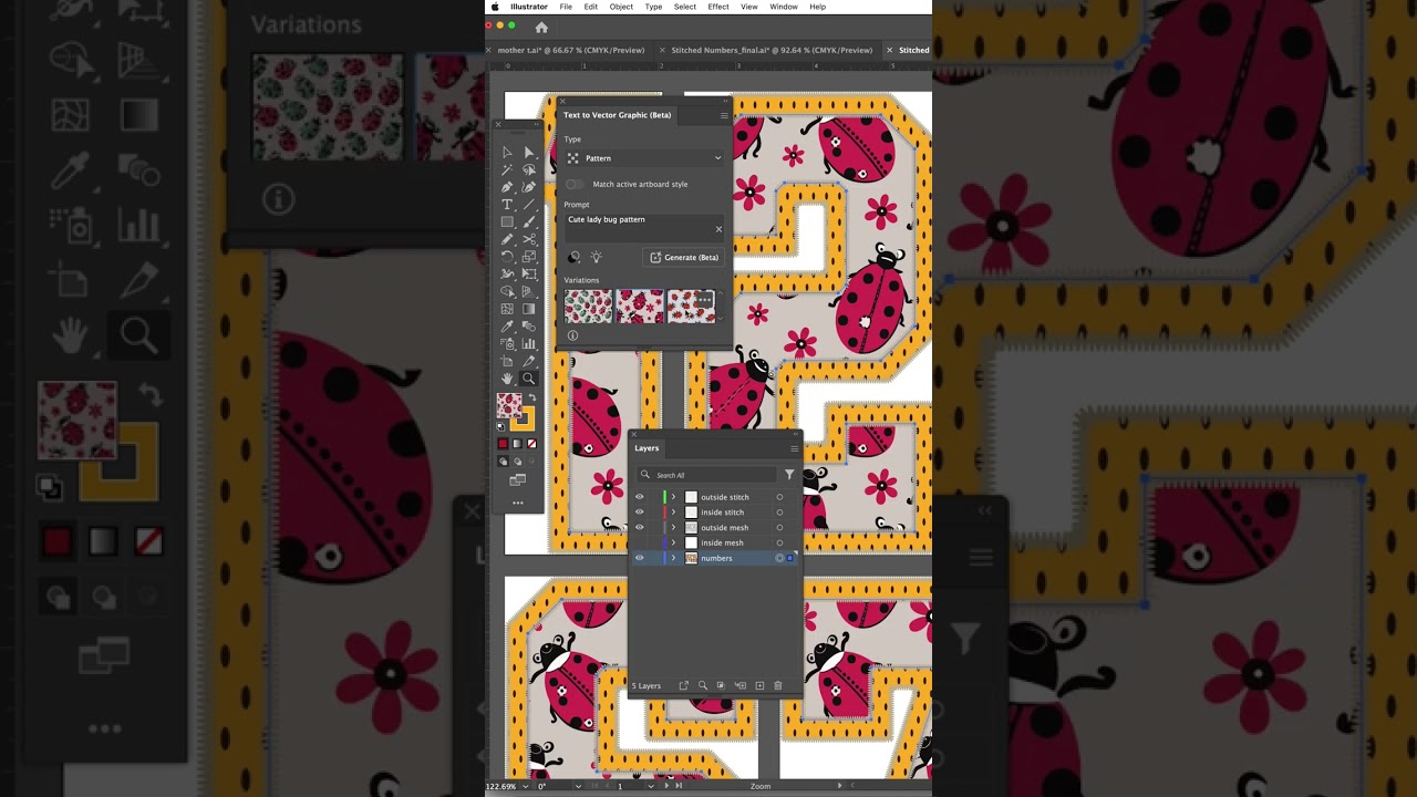 Custom Numbers with Patterns #customshirts #illustratortips #illustratortutorial #dtftransfers