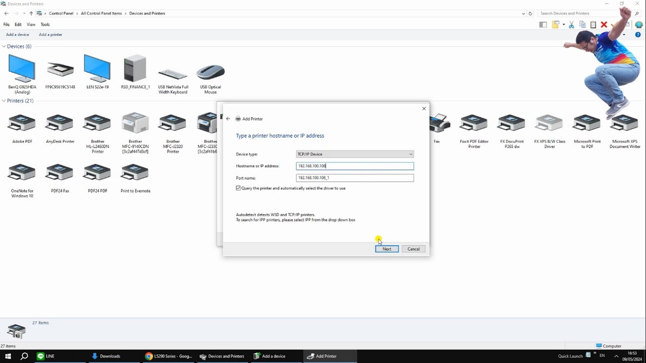 Add EPSON Printer L5290 from IP Address