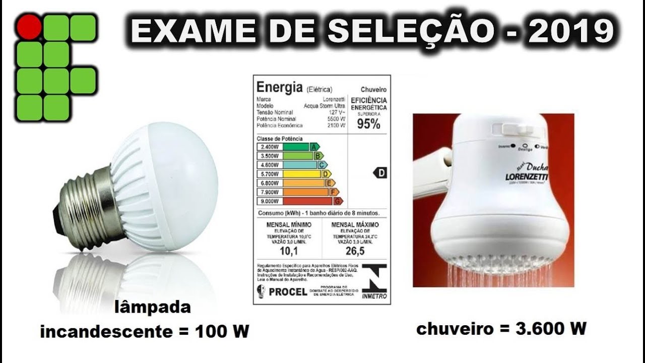 COMO CALCULAR O CONSUMO DE ENERGIA ( 1 de 3 ) IFRN, IFRJ, IFCE, IFPE, IFAL, IFTO, IFPI, IFMA.