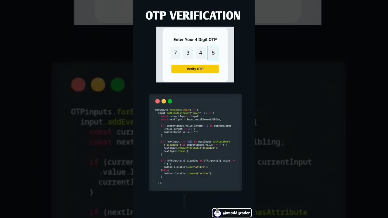 OTP Verification | How to Make OTP Verification in JavaScript #html5 #javascript #css3