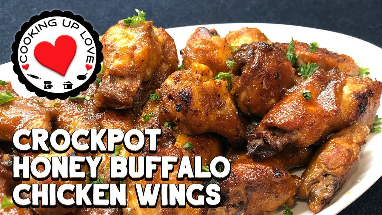 Crockpot Chicken Wings | Honey Buffalo Wings | Cooking Up Love