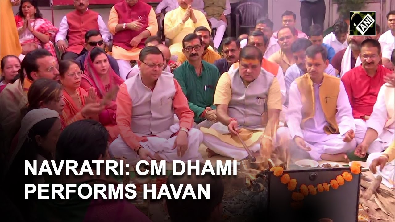 Navratri: CM Dhami performs Havan at BJP state office in Dehradun