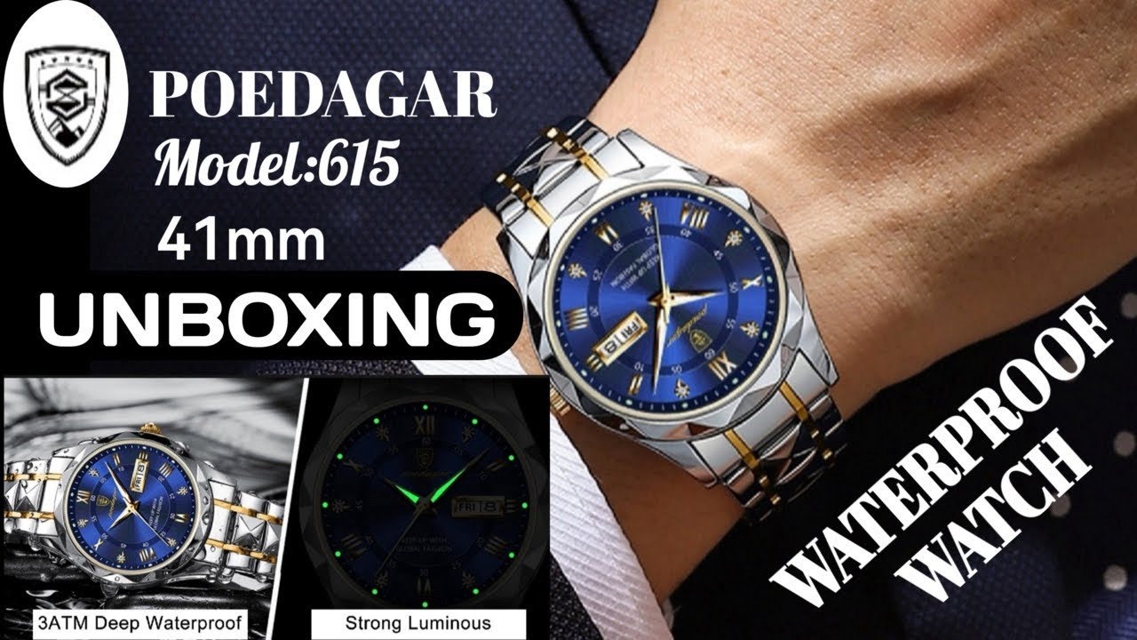Unboxing Waterproof Watch Brand:Poedagar,Model:615 -(41mm)