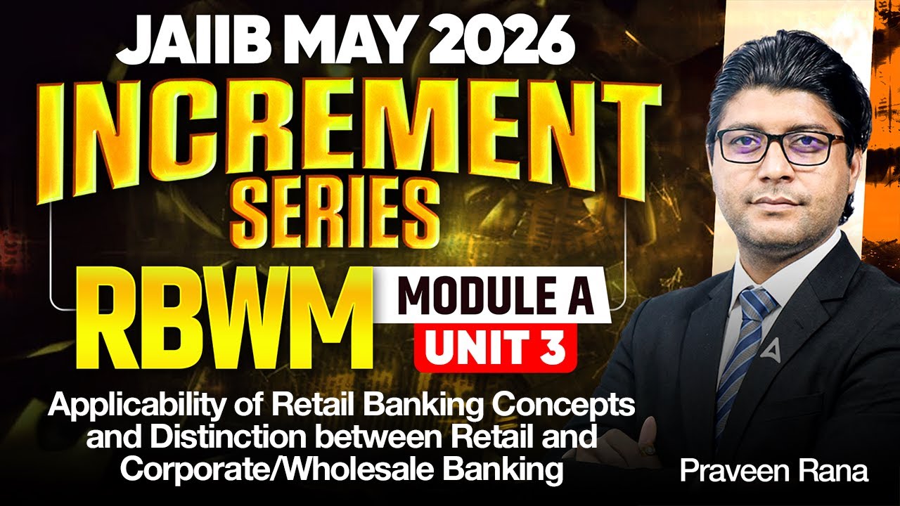 JAIIB May 2026 | JAIIB RBWM | RBWM Module A Unit 3: Applicability of Retail Banking Concepts
