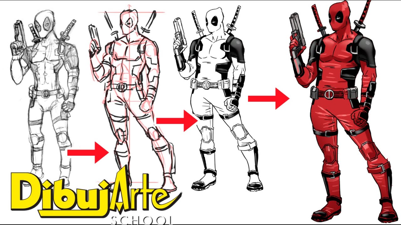 como dibujar a deadpool