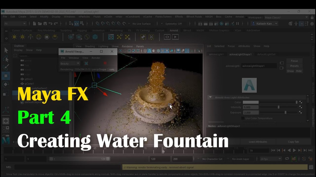 Part4 |Alembic catch |Realistic Render|Maya हिंदी Training Session on Water fountain liquid dynamics