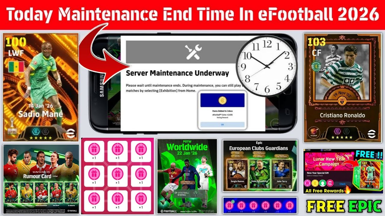 Maintenance End Time Today In eFootball 2026 Mobile | Pes Server Maintenance | Maintenance End Time