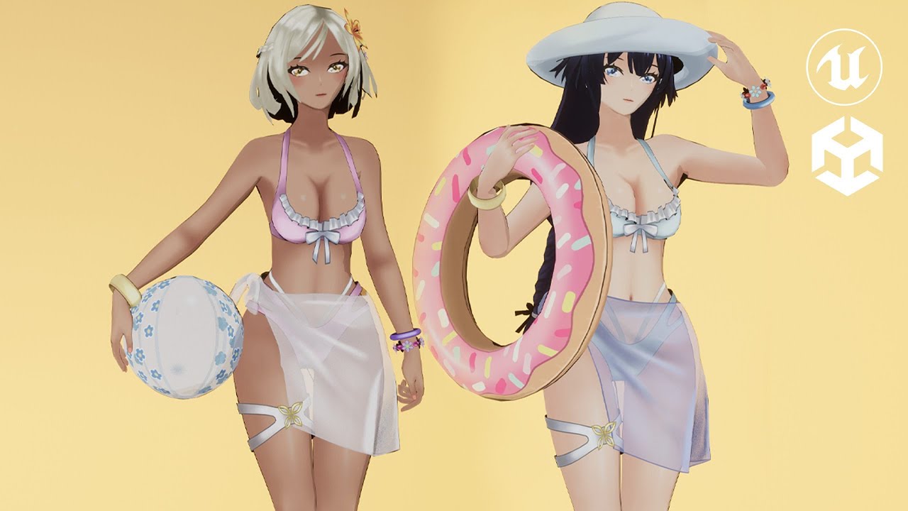 GAME 3D MODEL ANIME - BEACH- GIRL - UE4