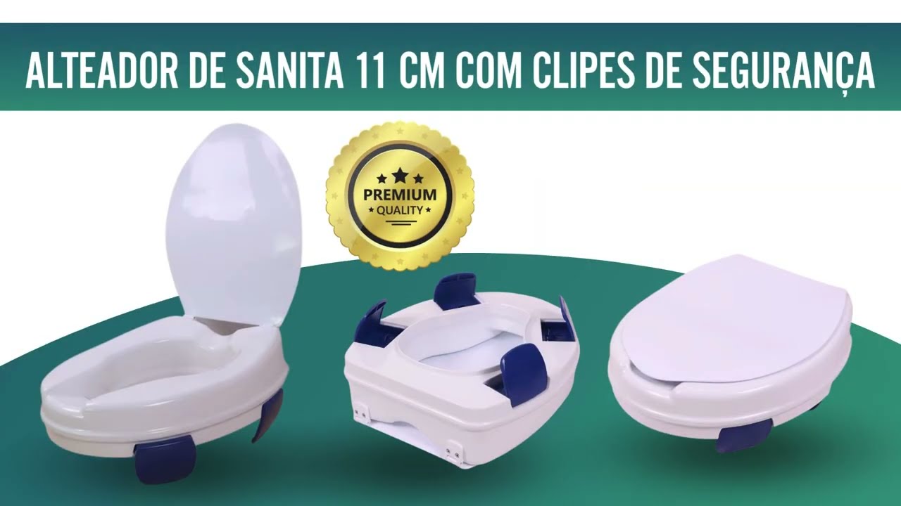 OrtoPrime Elevador WC Adulto 11 cm - Alçador WC com 4 Clips de Segurança e Tampa