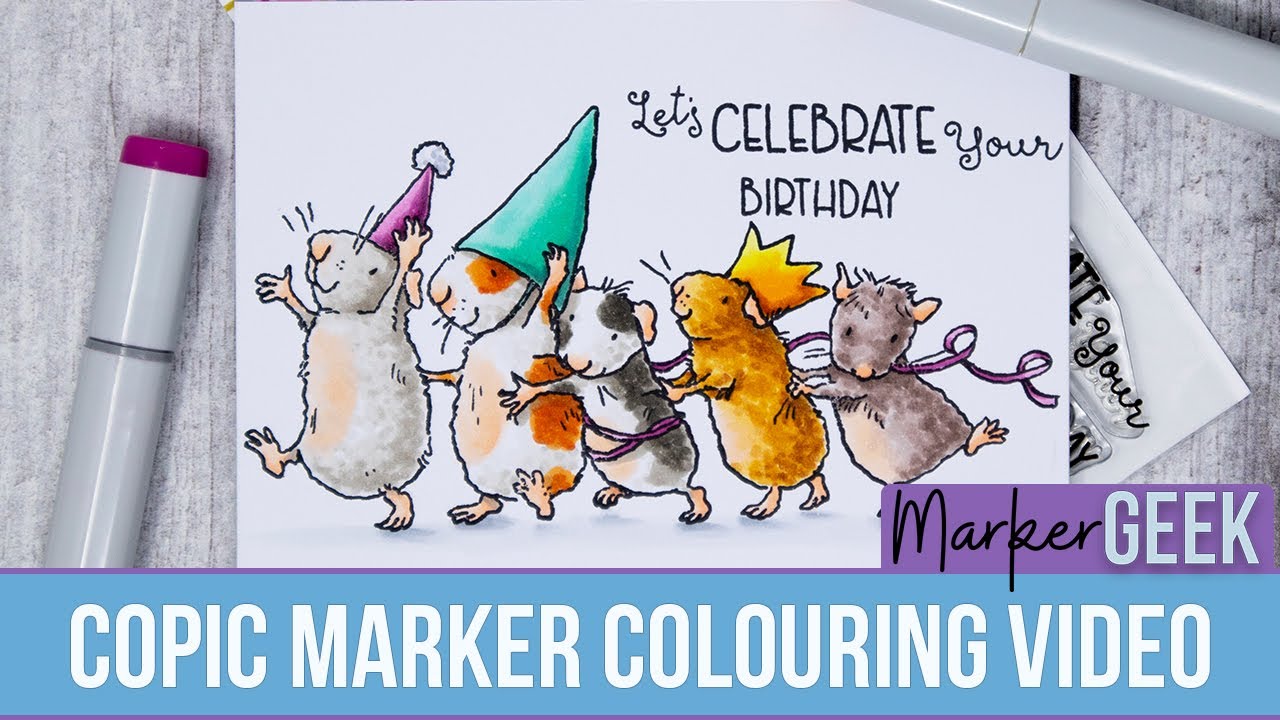 Copic Marker Colouring Colorado Craft Company Conga Line stamp set