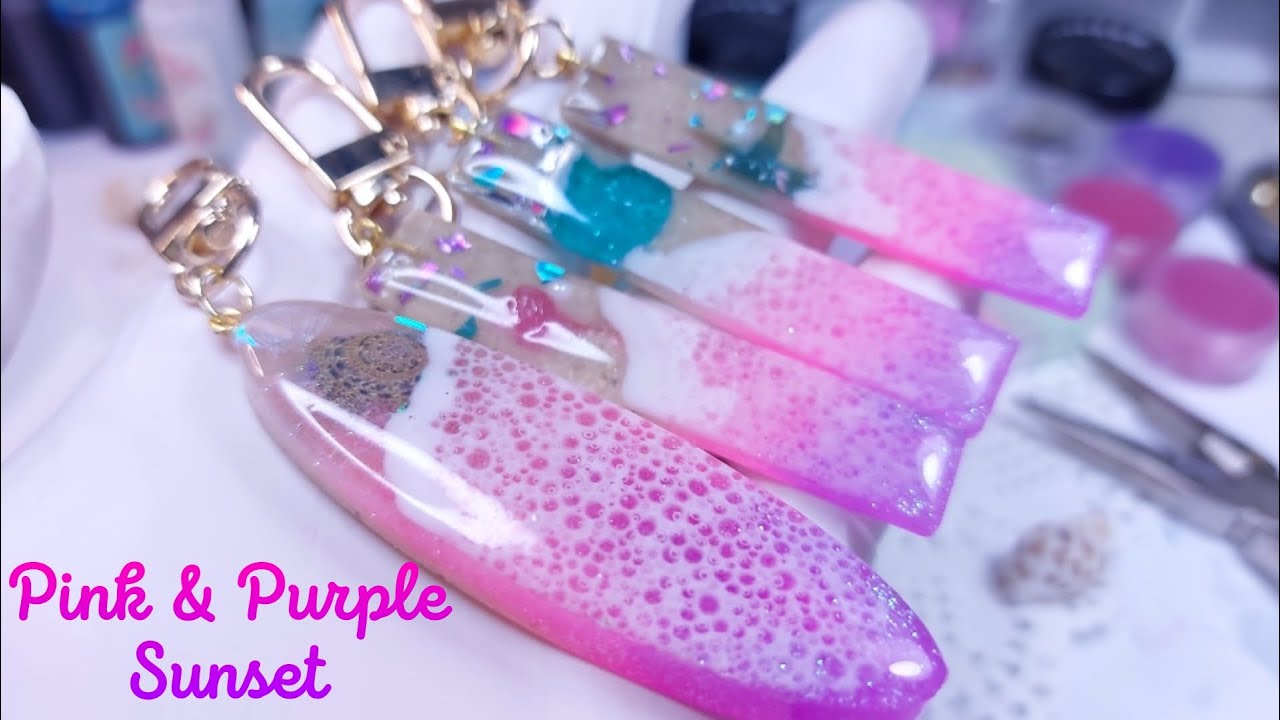 Pink & Purple Beach Sunset 💗💜 •  Epoxy resin art • resin crafts • epoxy resin crafts • diy resin
