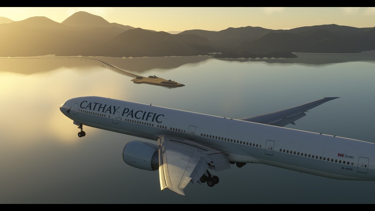 Hong Kong Smooth Landing PMDG 777-300ER