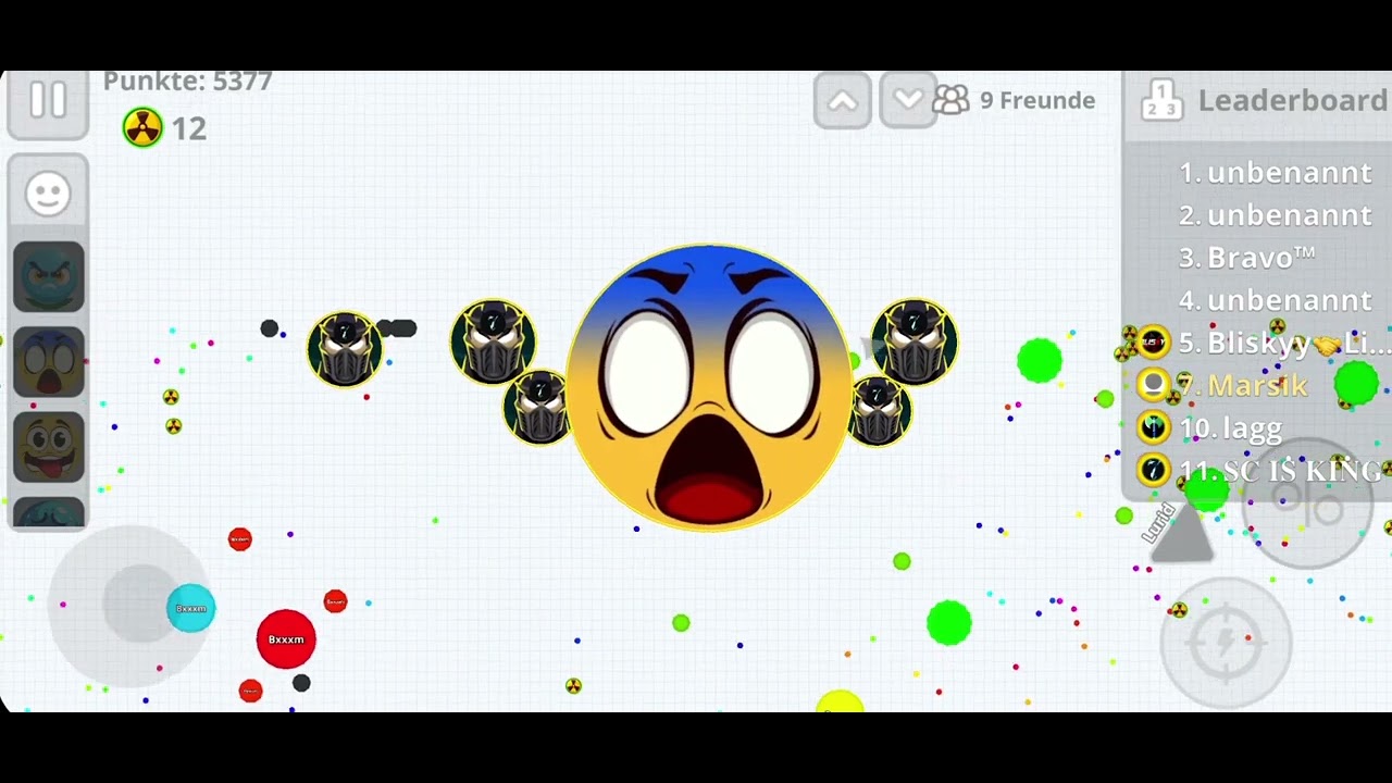 Agar.io Mobile Gameplay from January 16, 2026, with Bliskyy Livestream Smileys 