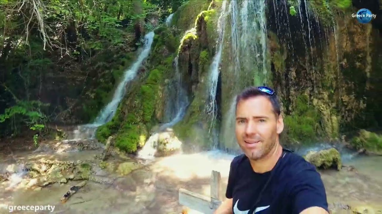 Waterfalls Skra and blue Lake Γαλάζια λίμνη Κούπα Σκρα (yi 4k + drone)