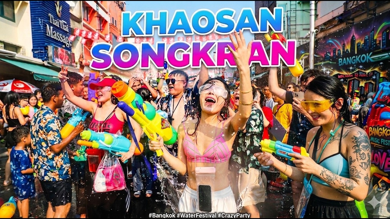 Songkran Festival Bangkok 2023 at Khaosan Road | Songkran water Festival Thailand