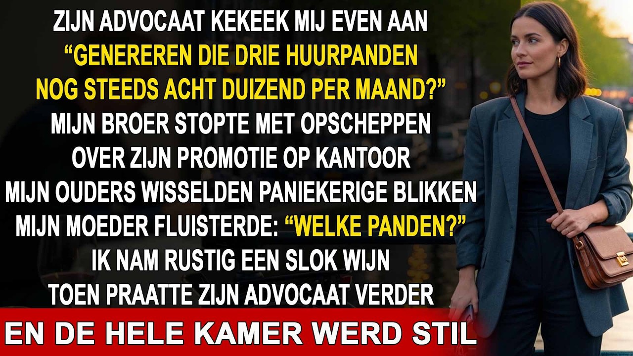 Tijdens het kerstdiner noemde de advocaat plots mijn drie huurpanden – mijn ouders verstijfden.