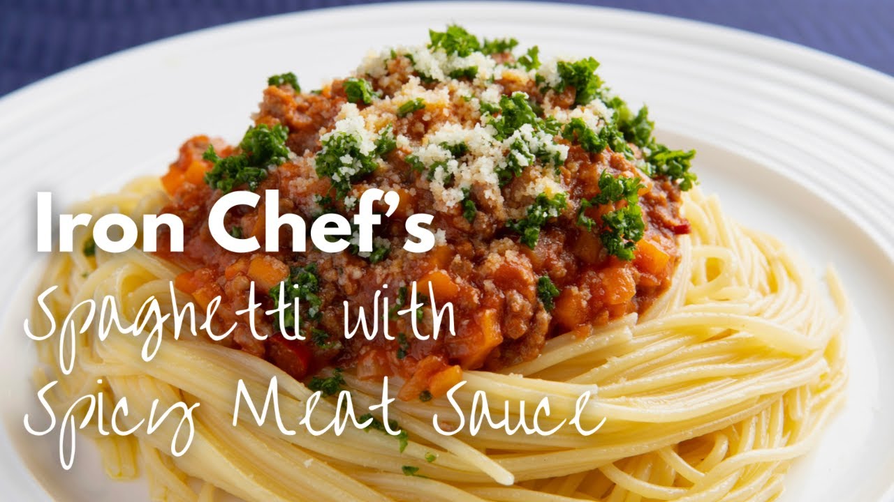 [ENG SUB]Iron Chef Chinese | Kenichi Chen | Spaghetti with Spicy Meat Sauce