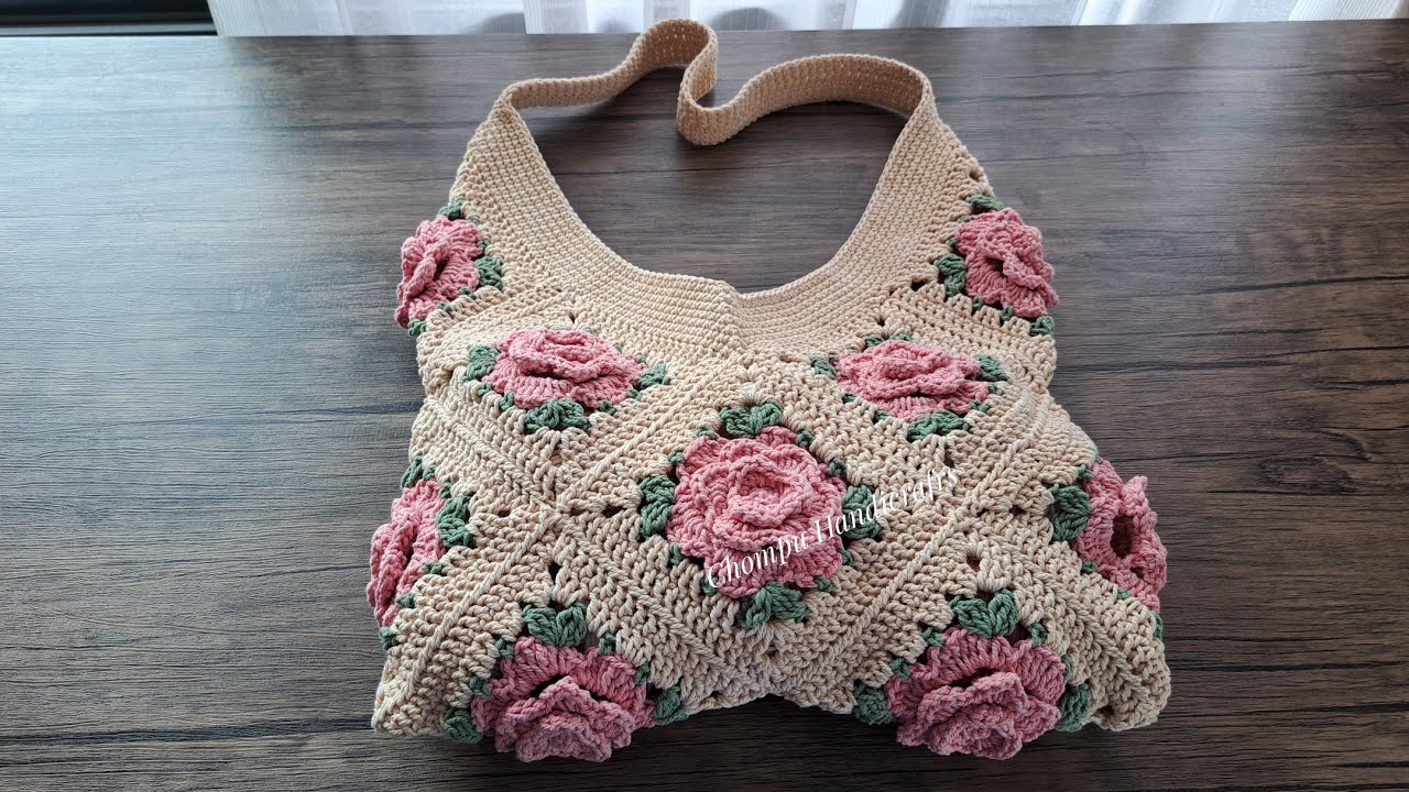 Wonderful!!! Crochet Flower Bag | DIY Crochet Rose Granny Square Bag Tutorial Step by Step