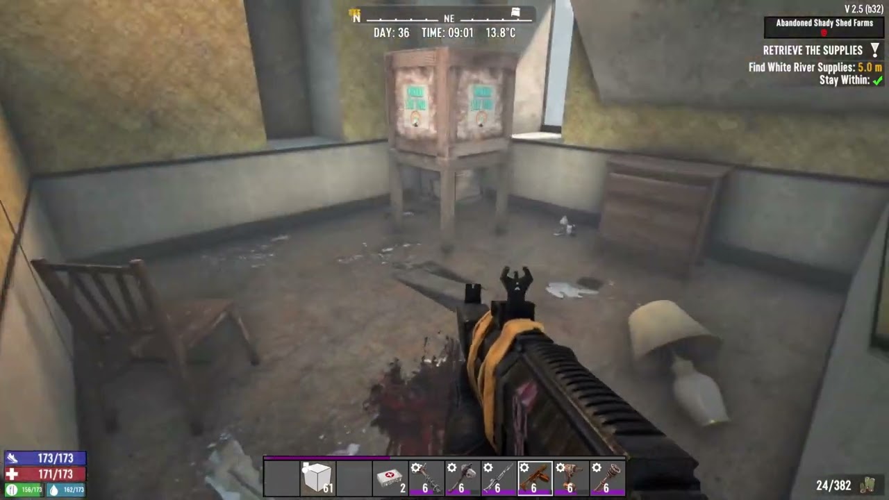 7 Days to Die, PS5 Gameplay, Zombie Survival - tier 1 - Abandoned Shady Shed Farm