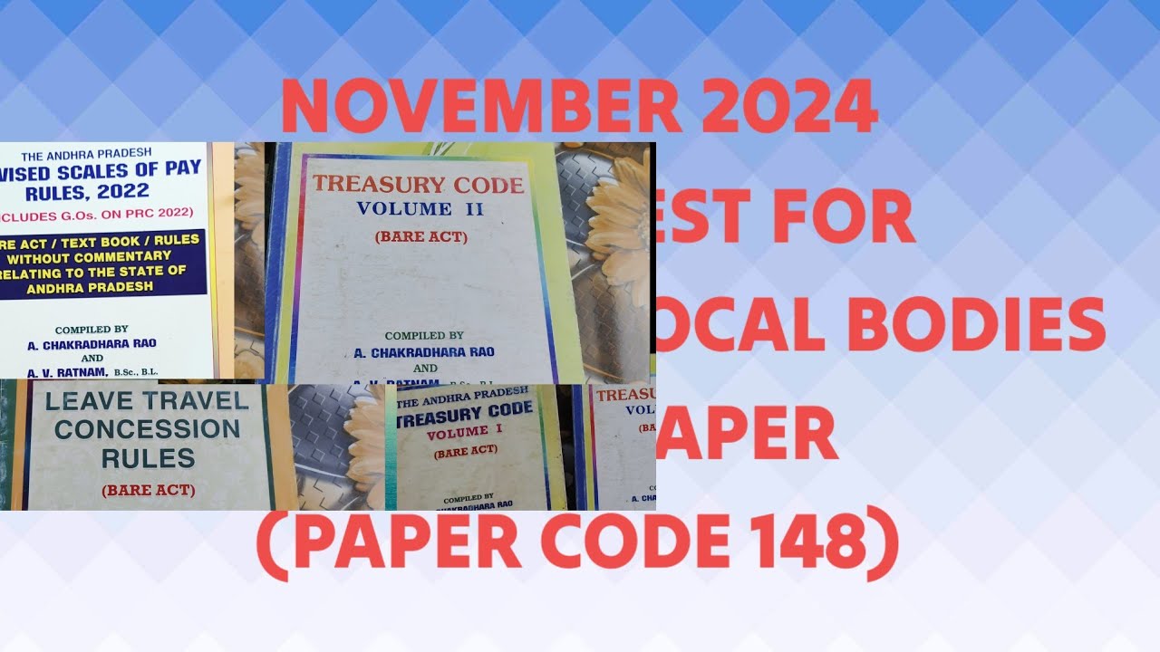 Part 1 November 2024 Employees of Local Bodies Paper Code 148 APPSC Exam Paper