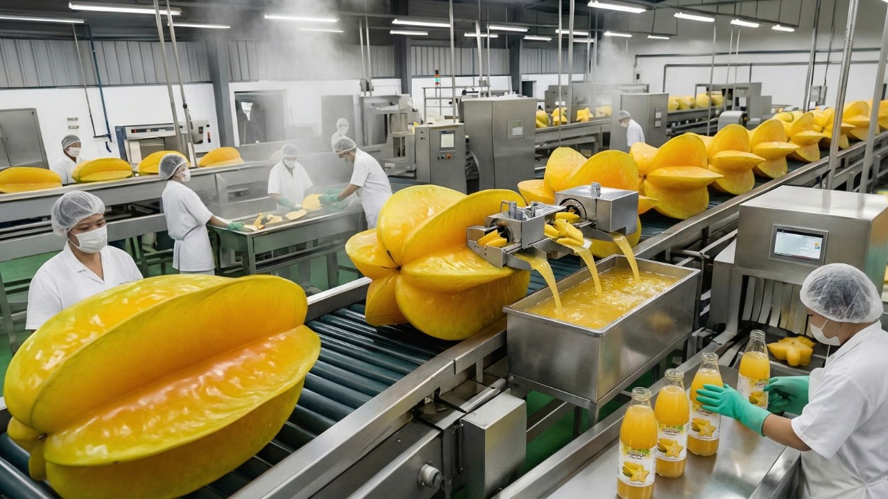 Inside a Modern Starfruit Juice Plant: How It's REALLY Made! (Full Production 2026)
