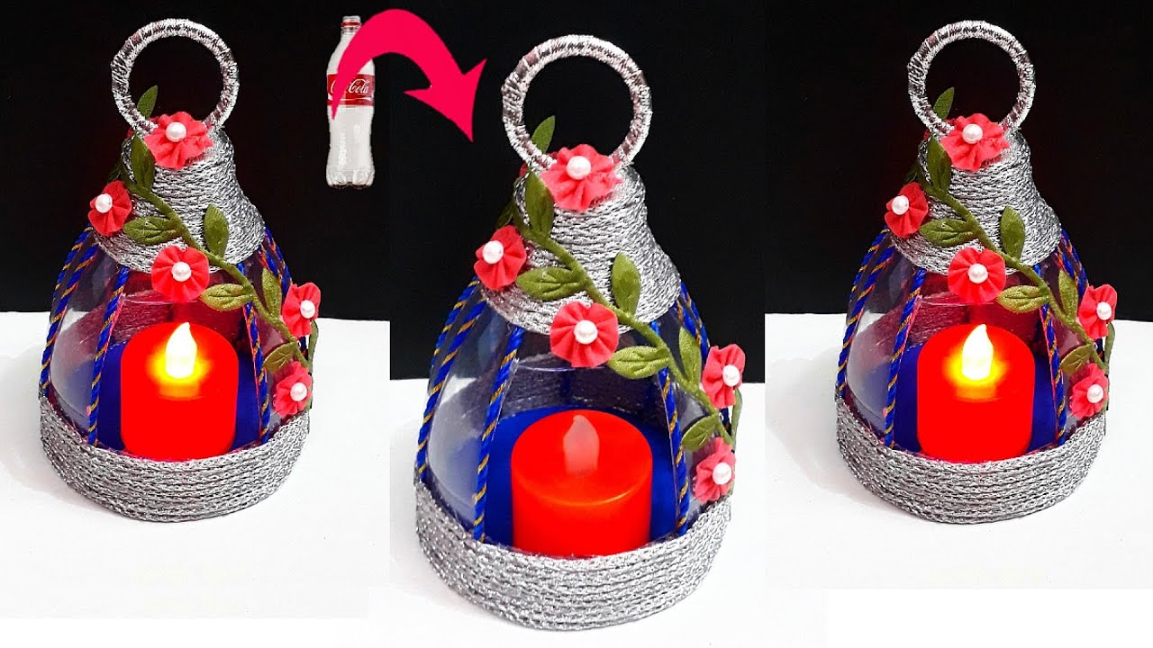 DIY-Light Showpiece/Tealight holder made from Plastic Bottle|Best out of waste home decoration idea