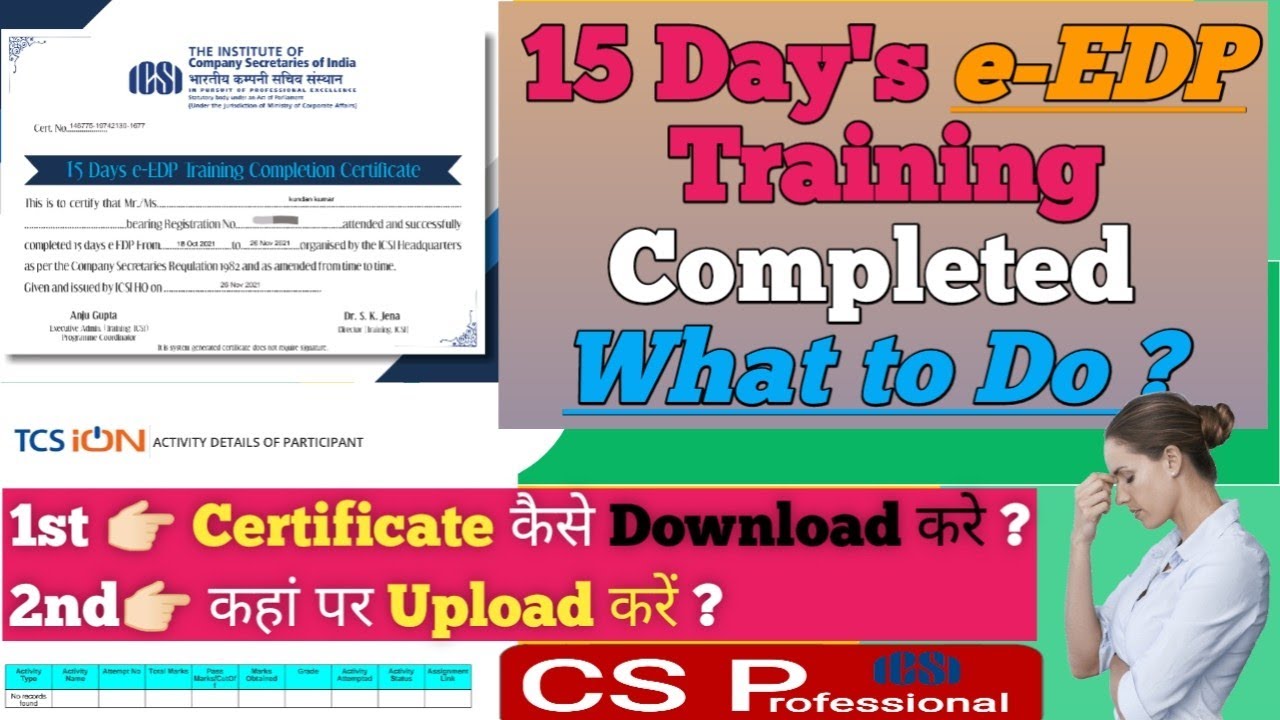 How To Download e-EDP Certificate and How to Upload ll CS Professional ll ICSI